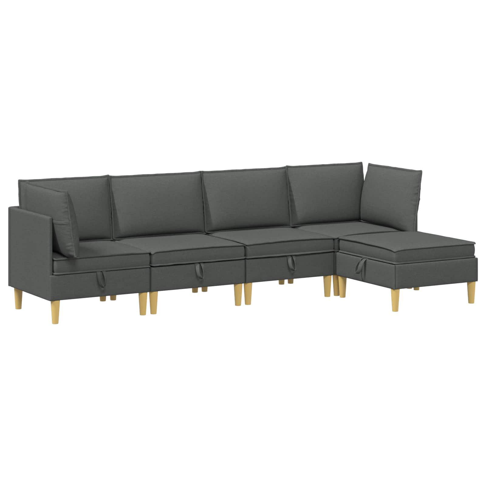 vidaXL Modularny Zestaw Sofy z Przechowalnią 5 pcs ciemnoszary tkanina