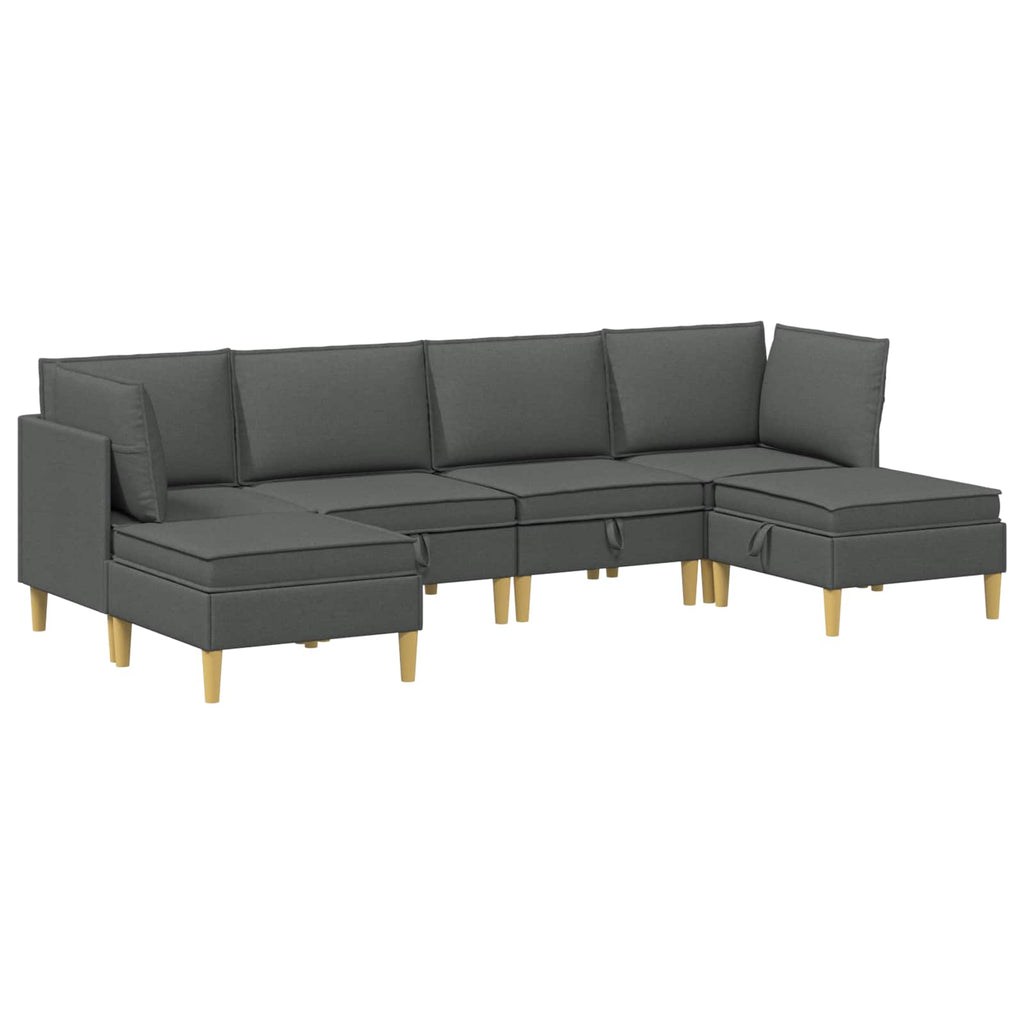 vidaXL Modularny Zestaw Sofy z Przechowalnią 6 pcs ciemnoszary tkanina