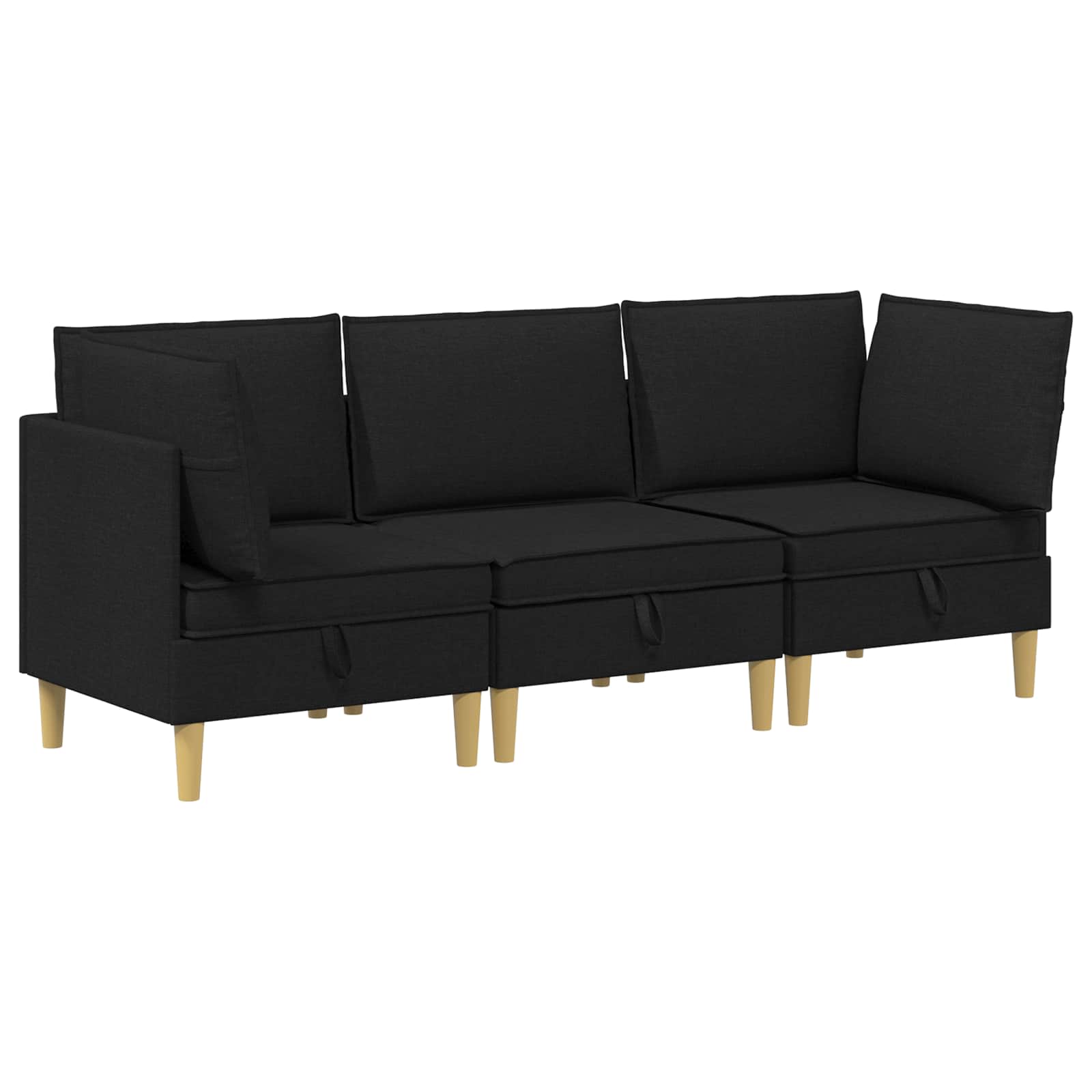 vidaXL Modularny Zestaw Sofy z Przechowalnią 3 pcs Czarny tkanina
