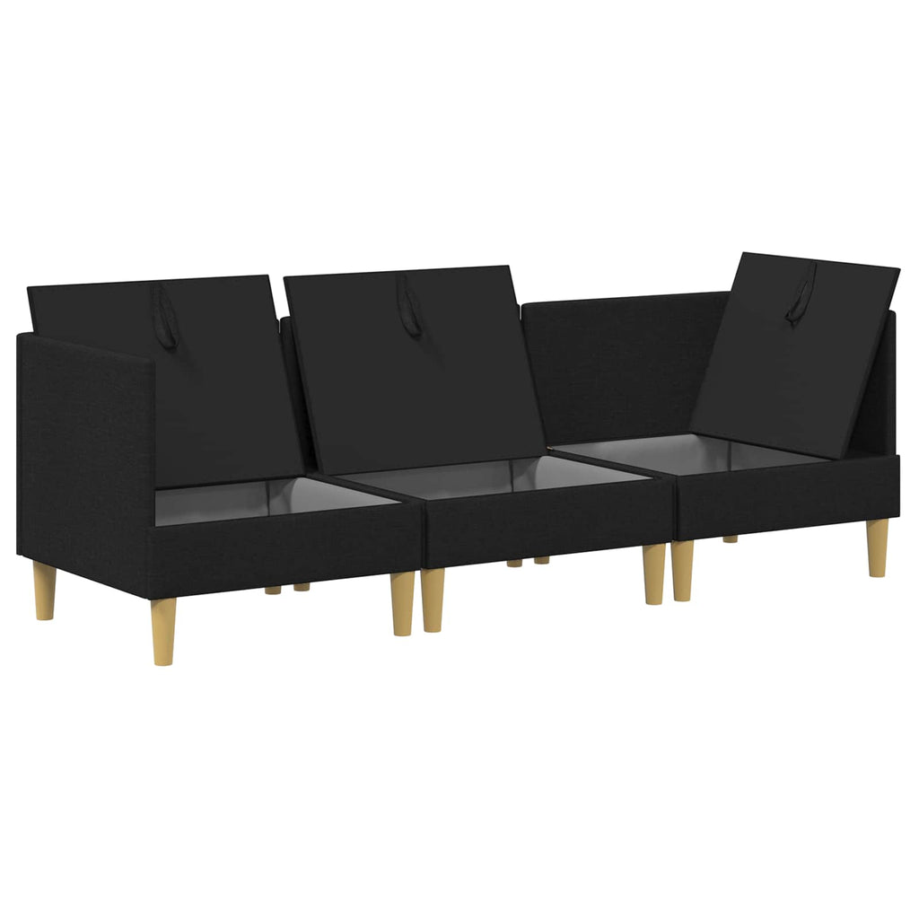vidaXL Modularny Zestaw Sofy z Przechowalnią 3 pcs Czarny tkanina