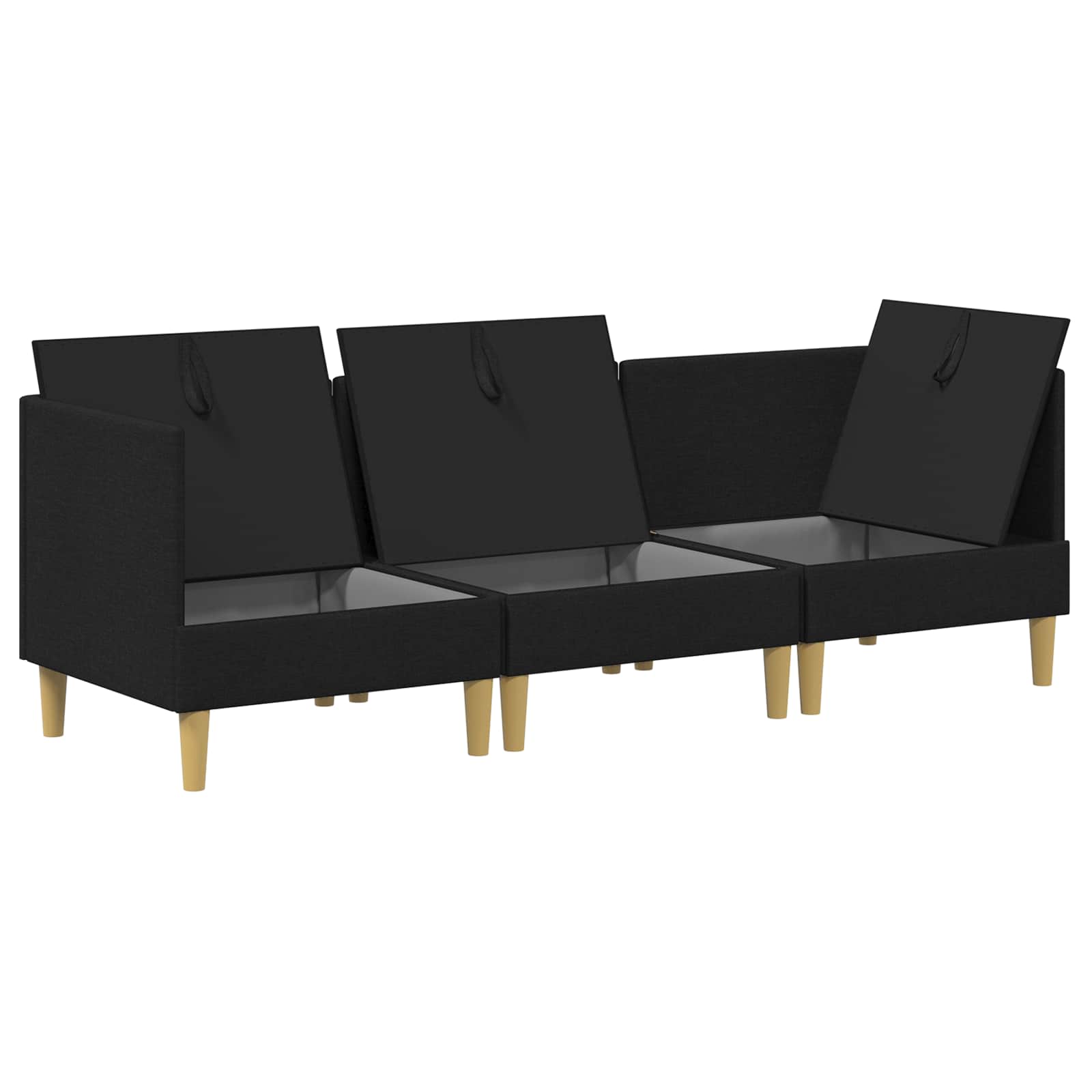 vidaXL Modularny Zestaw Sofy z Przechowalnią 3 pcs Czarny tkanina
