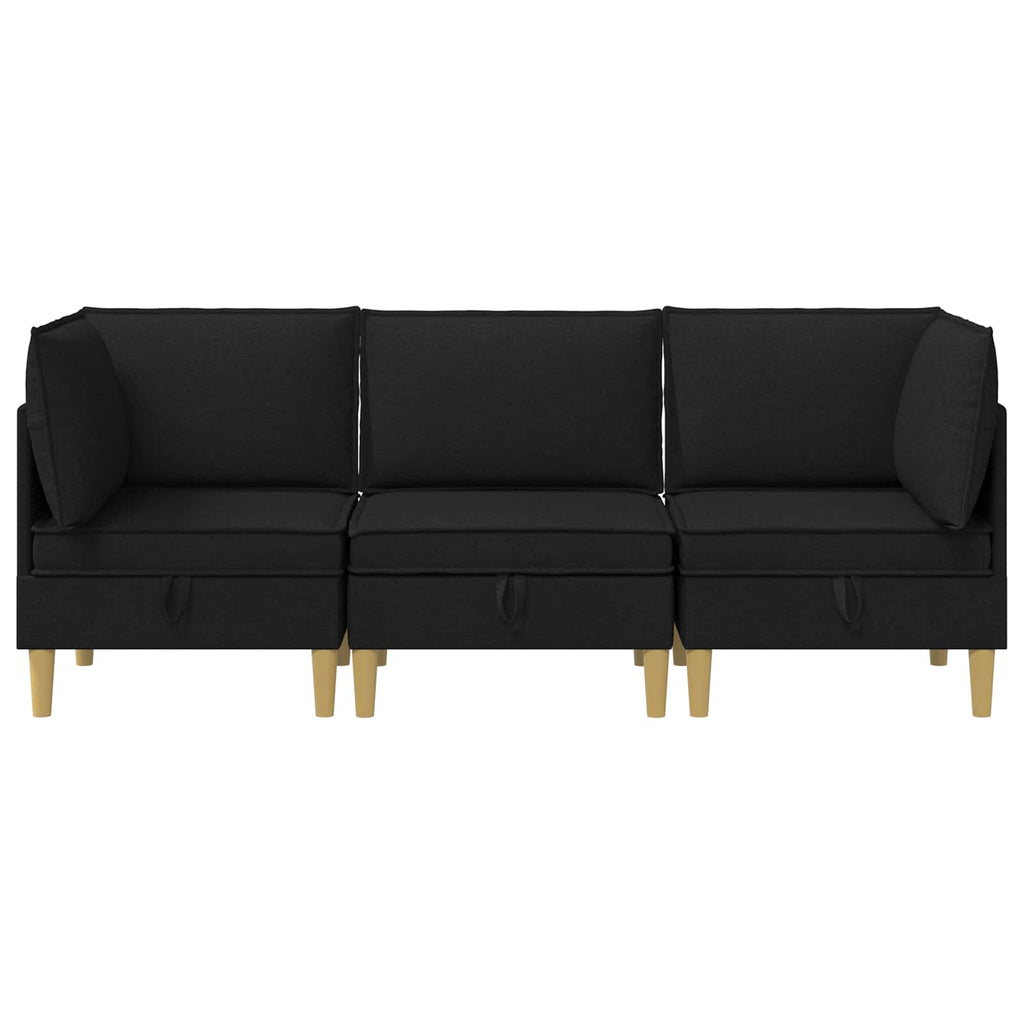 vidaXL Modularny Zestaw Sofy z Przechowalnią 3 pcs Czarny tkanina