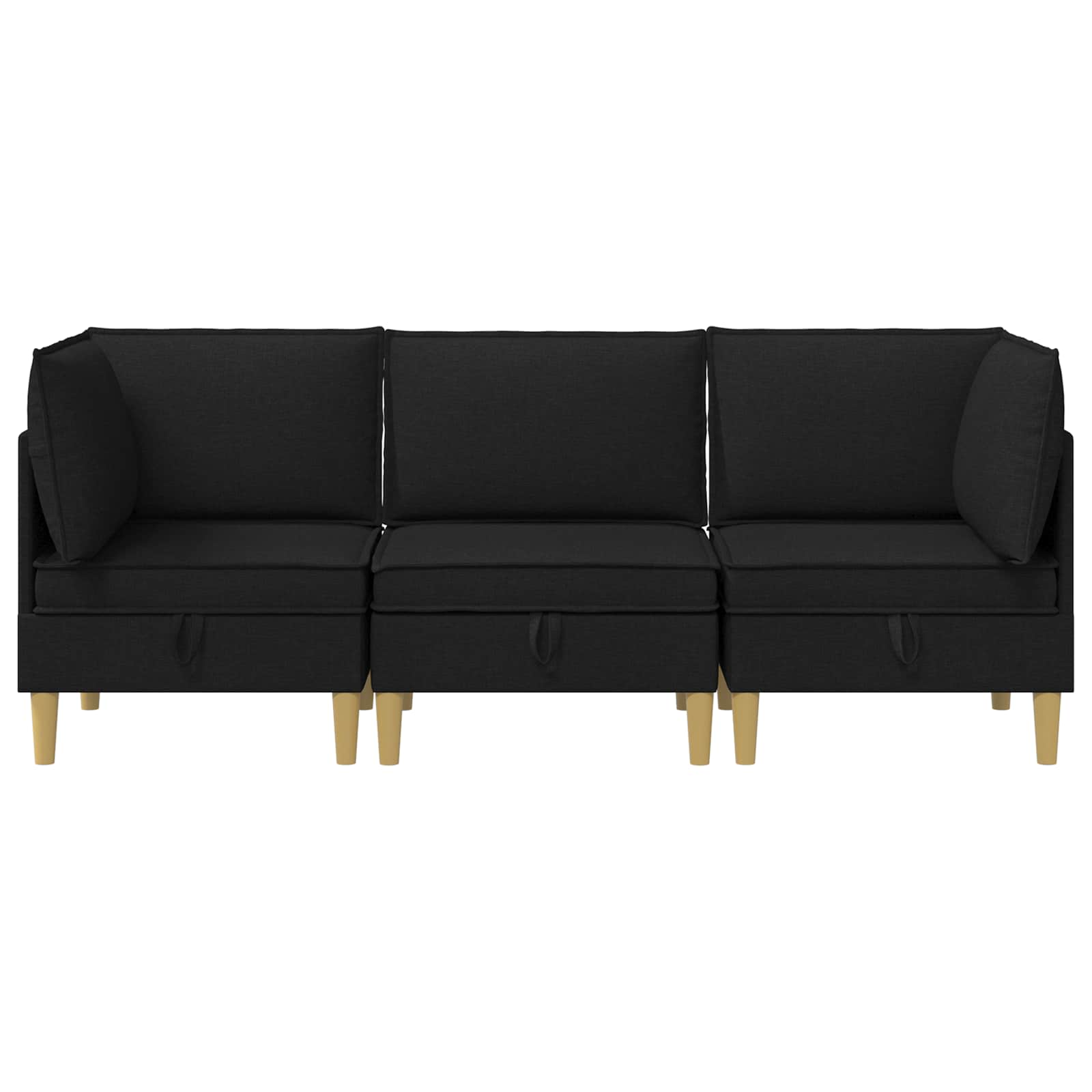 vidaXL Modularny Zestaw Sofy z Przechowalnią 3 pcs Czarny tkanina