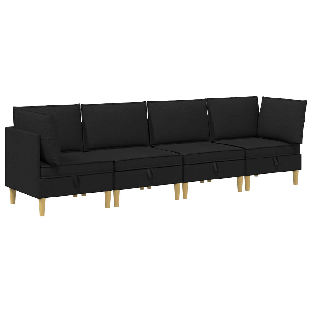 vidaXL Modularny Zestaw Sofy z Przechowalnią 4 pcs Czarny tkanina