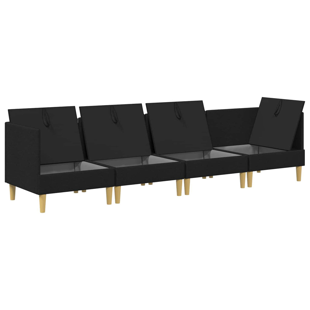 vidaXL Modularny Zestaw Sofy z Przechowalnią 4 pcs Czarny tkanina