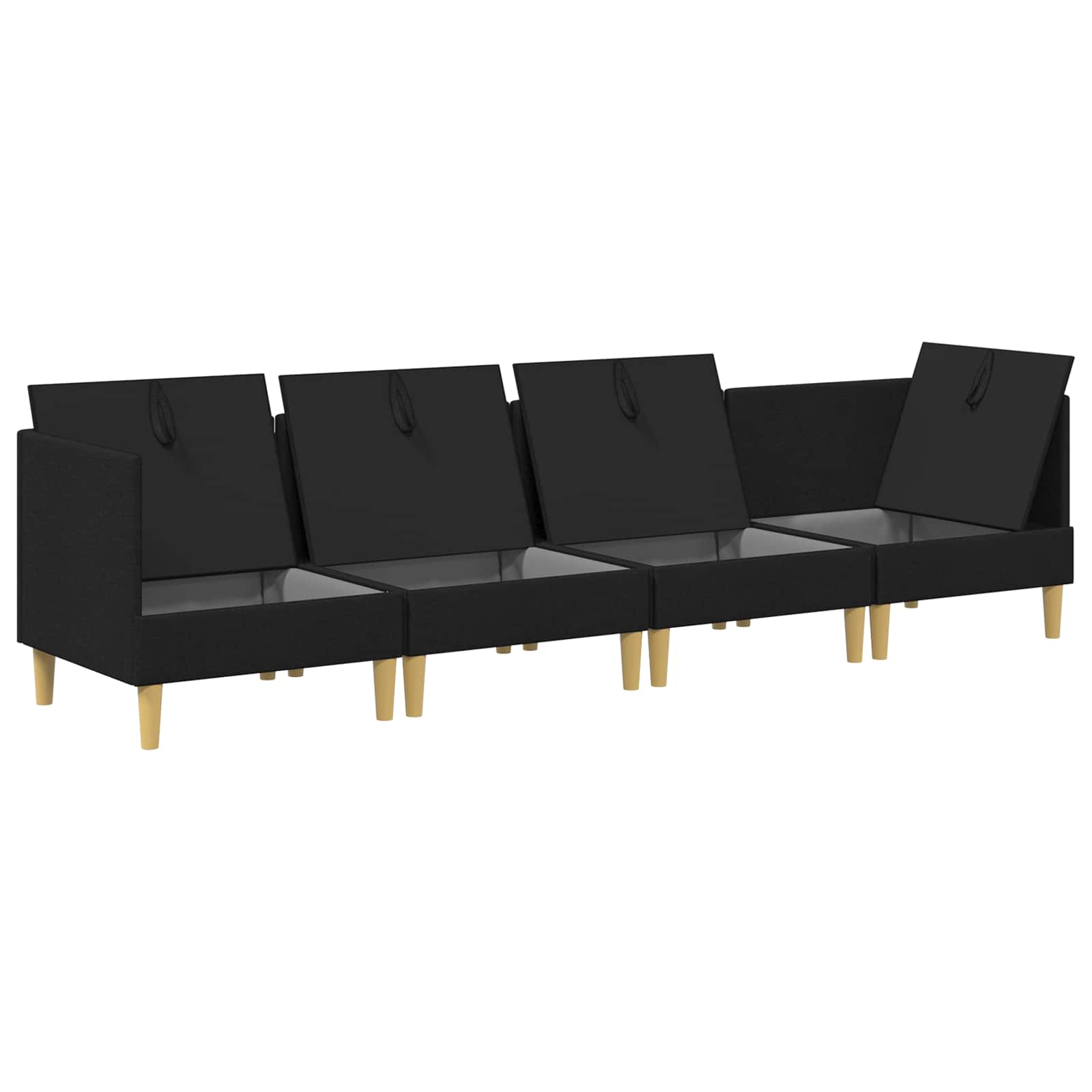 vidaXL Modularny Zestaw Sofy z Przechowalnią 4 pcs Czarny tkanina