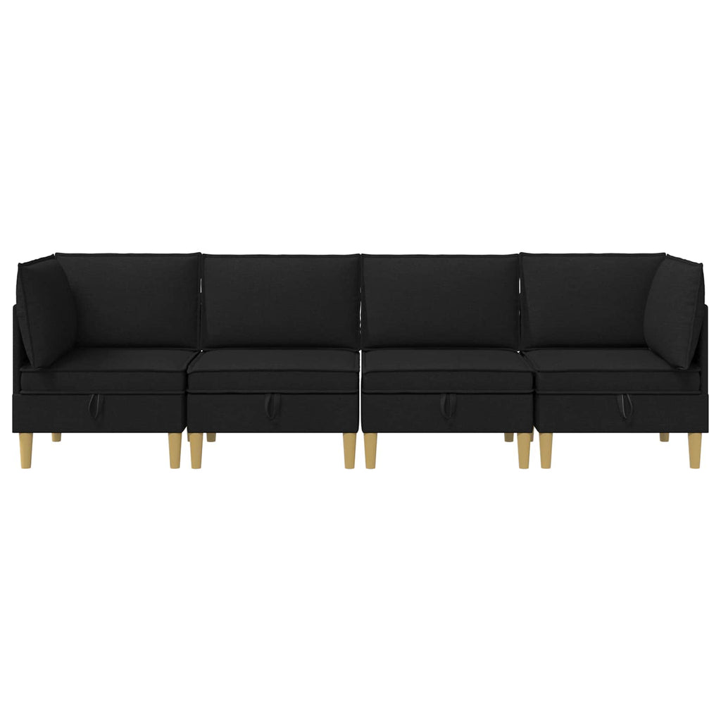 vidaXL Modularny Zestaw Sofy z Przechowalnią 4 pcs Czarny tkanina