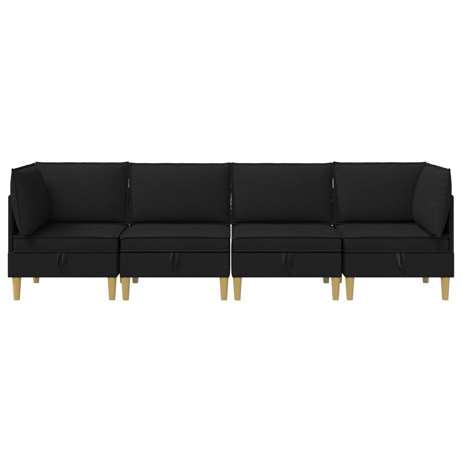 vidaXL Modularny Zestaw Sofy z Przechowalnią 4 pcs Czarny tkanina