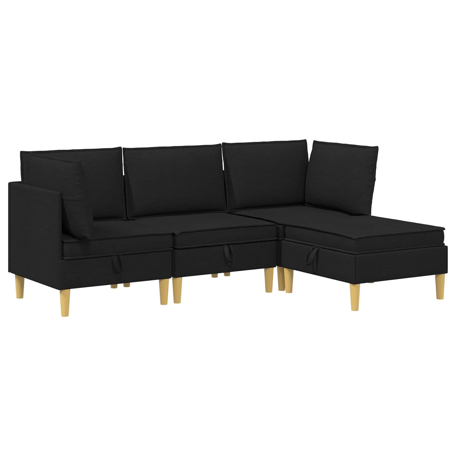 vidaXL Modularny Zestaw Sofy z Przechowalnią 4 pcs Czarny tkanina