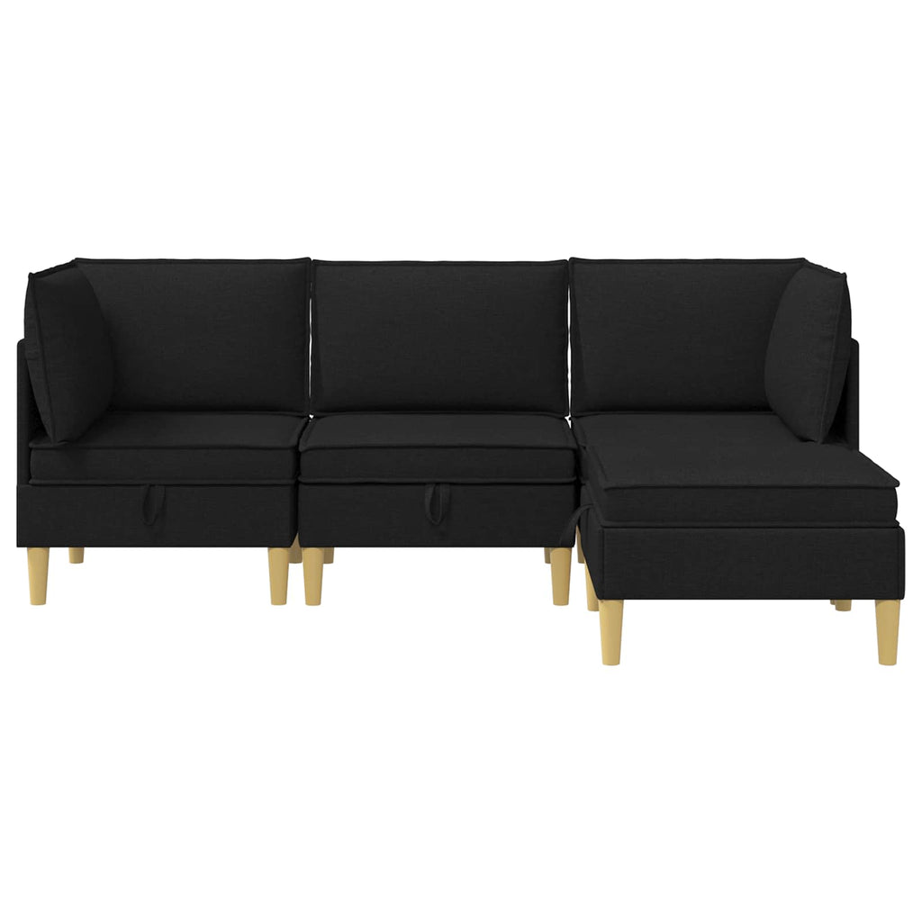 vidaXL Modularny Zestaw Sofy z Przechowalnią 4 pcs Czarny tkanina