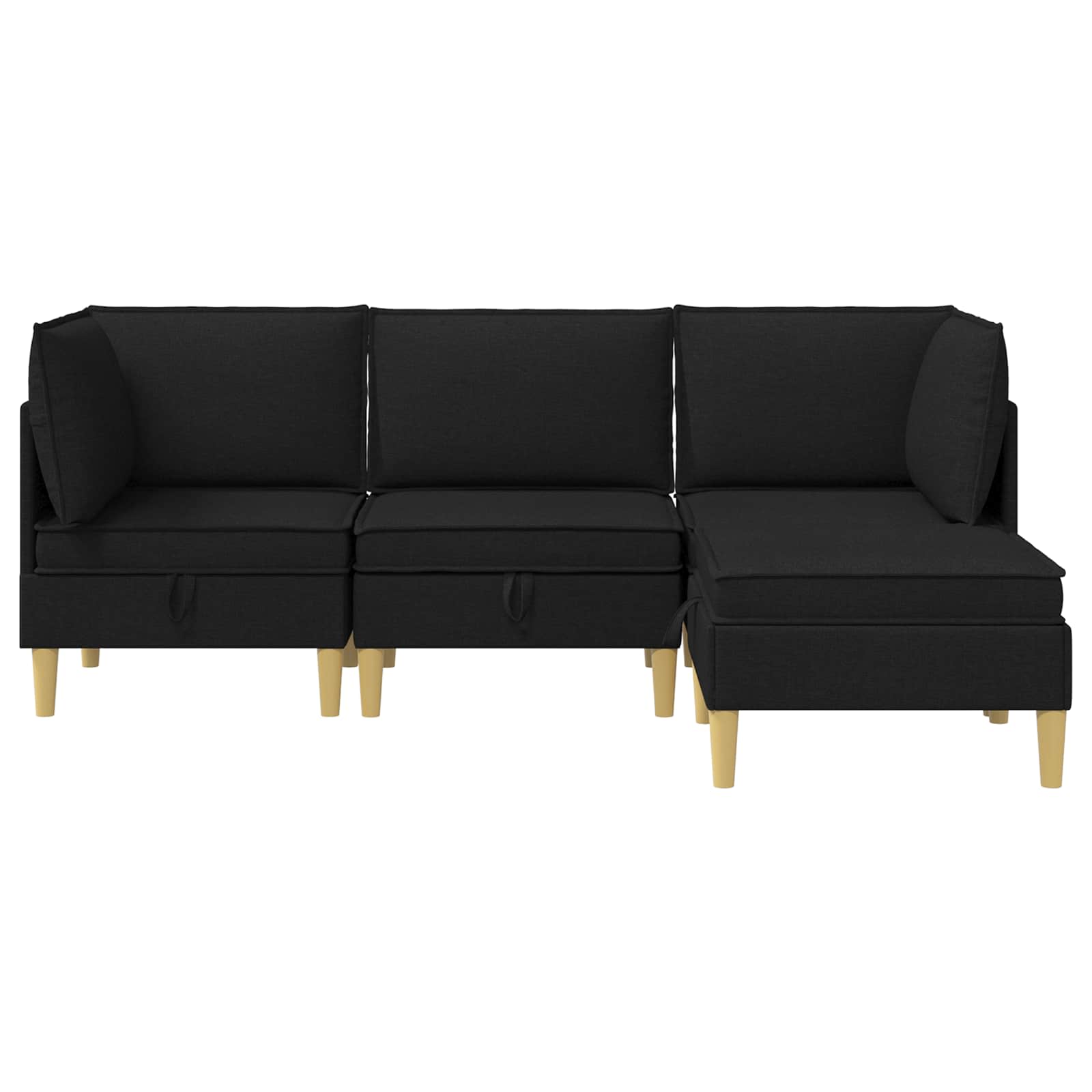 vidaXL Modularny Zestaw Sofy z Przechowalnią 4 pcs Czarny tkanina
