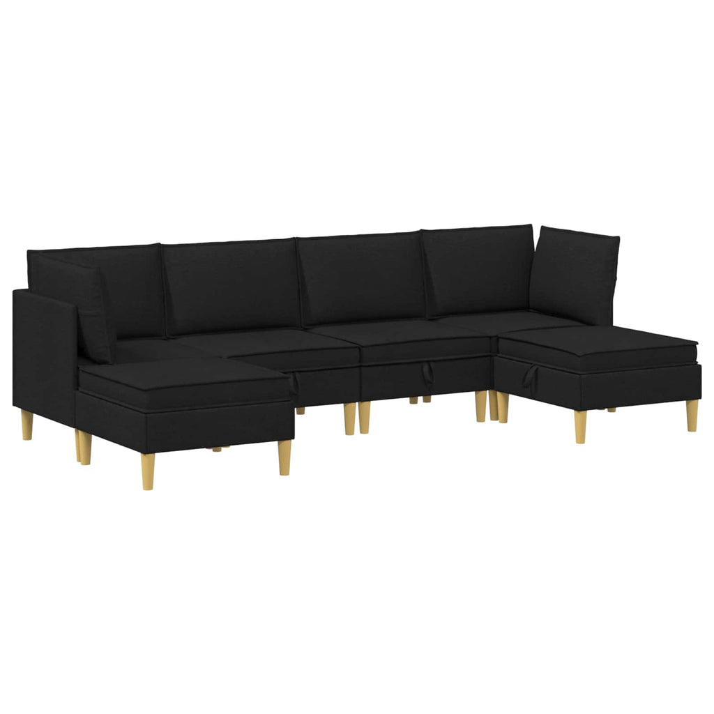 vidaXL Modularny Zestaw Sofy z Przechowalnią 6 pcs Czarny tkanina