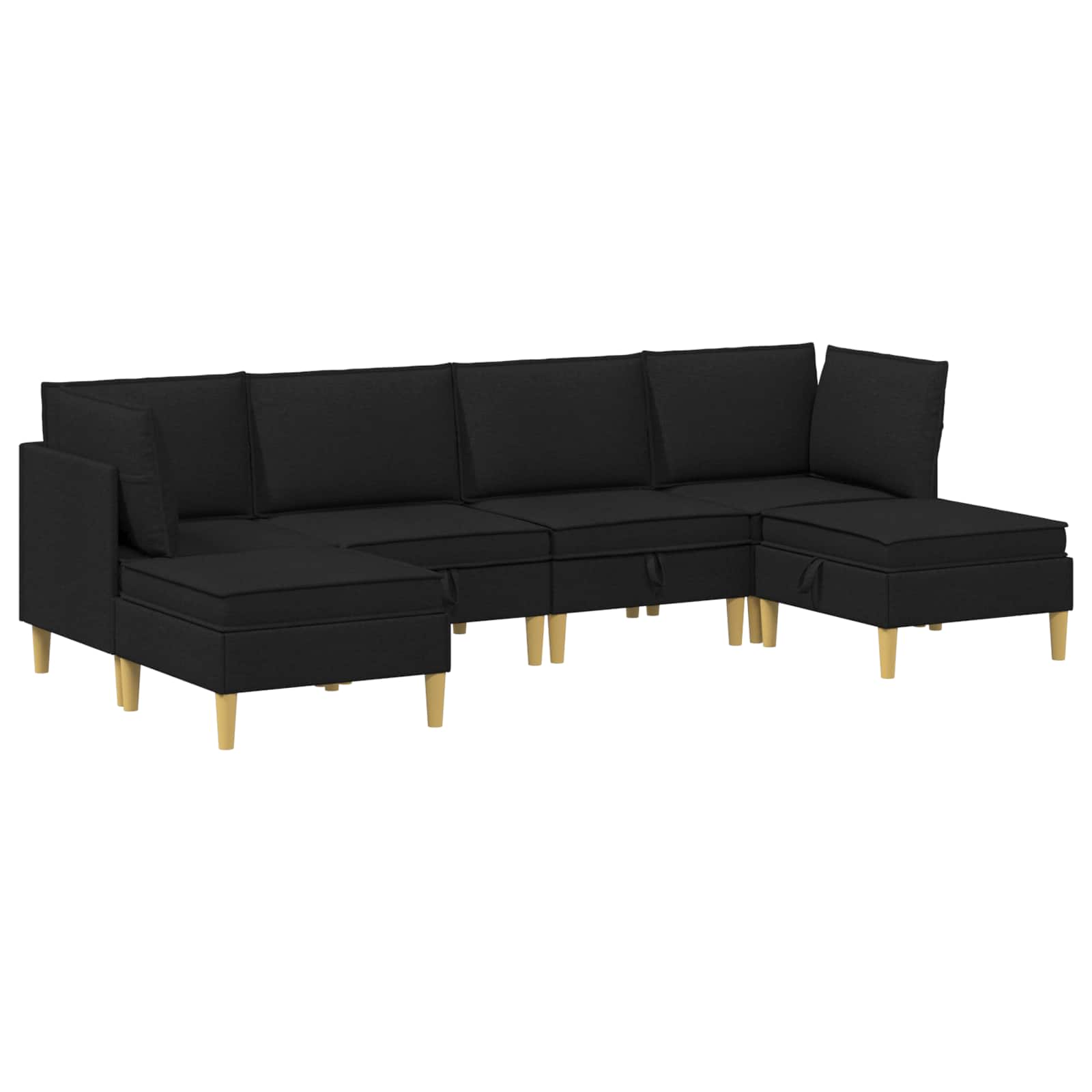 vidaXL Modularny Zestaw Sofy z Przechowalnią 6 pcs Czarny tkanina