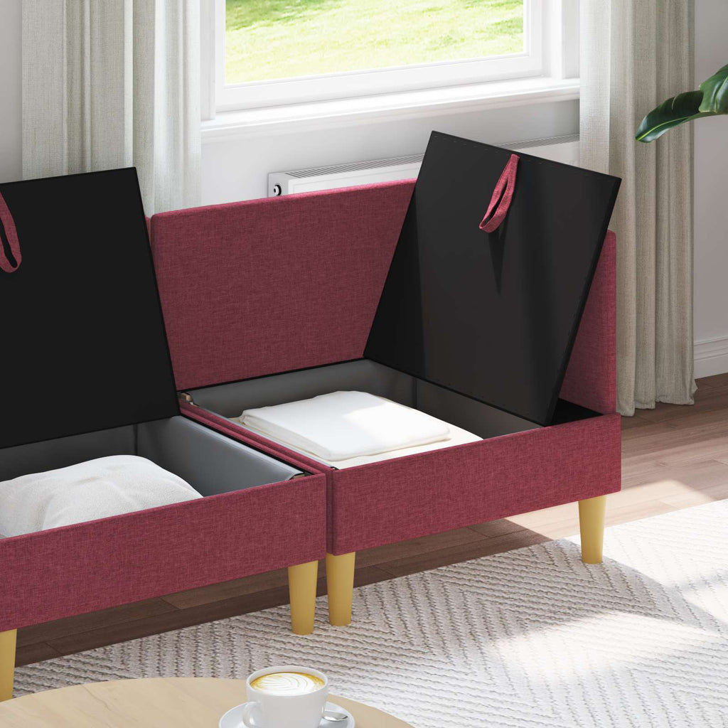 vidaXL Modularny Zestaw Sofy z Przechowalnią 3 pcs Czerwone wino