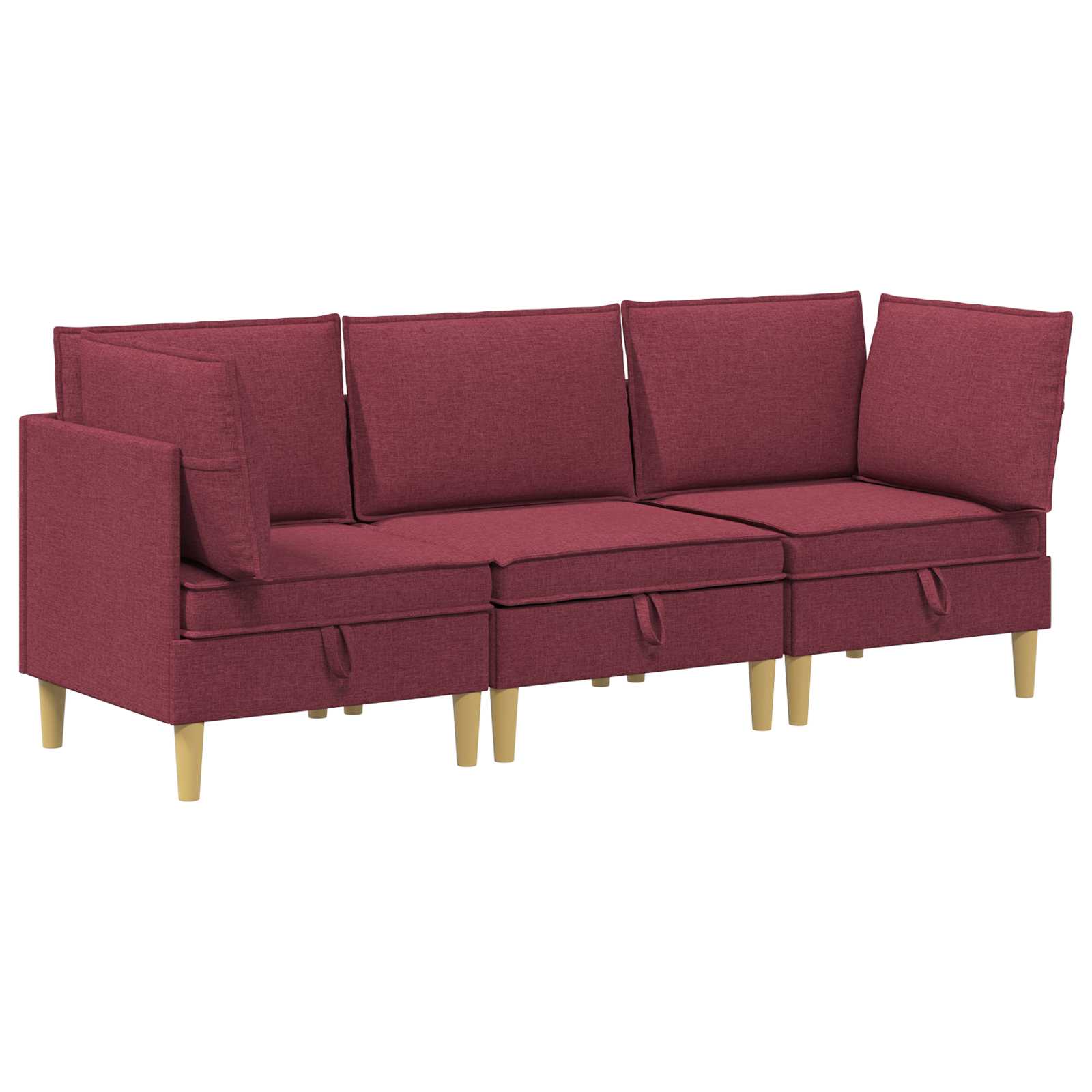 vidaXL Modularny Zestaw Sofy z Przechowalnią 3 pcs Czerwone wino