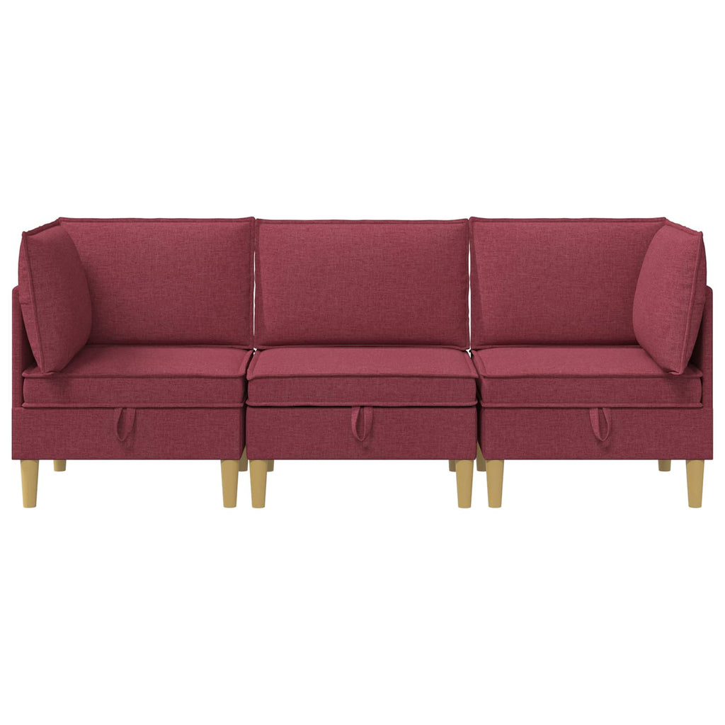 vidaXL Modularny Zestaw Sofy z Przechowalnią 3 pcs Czerwone wino