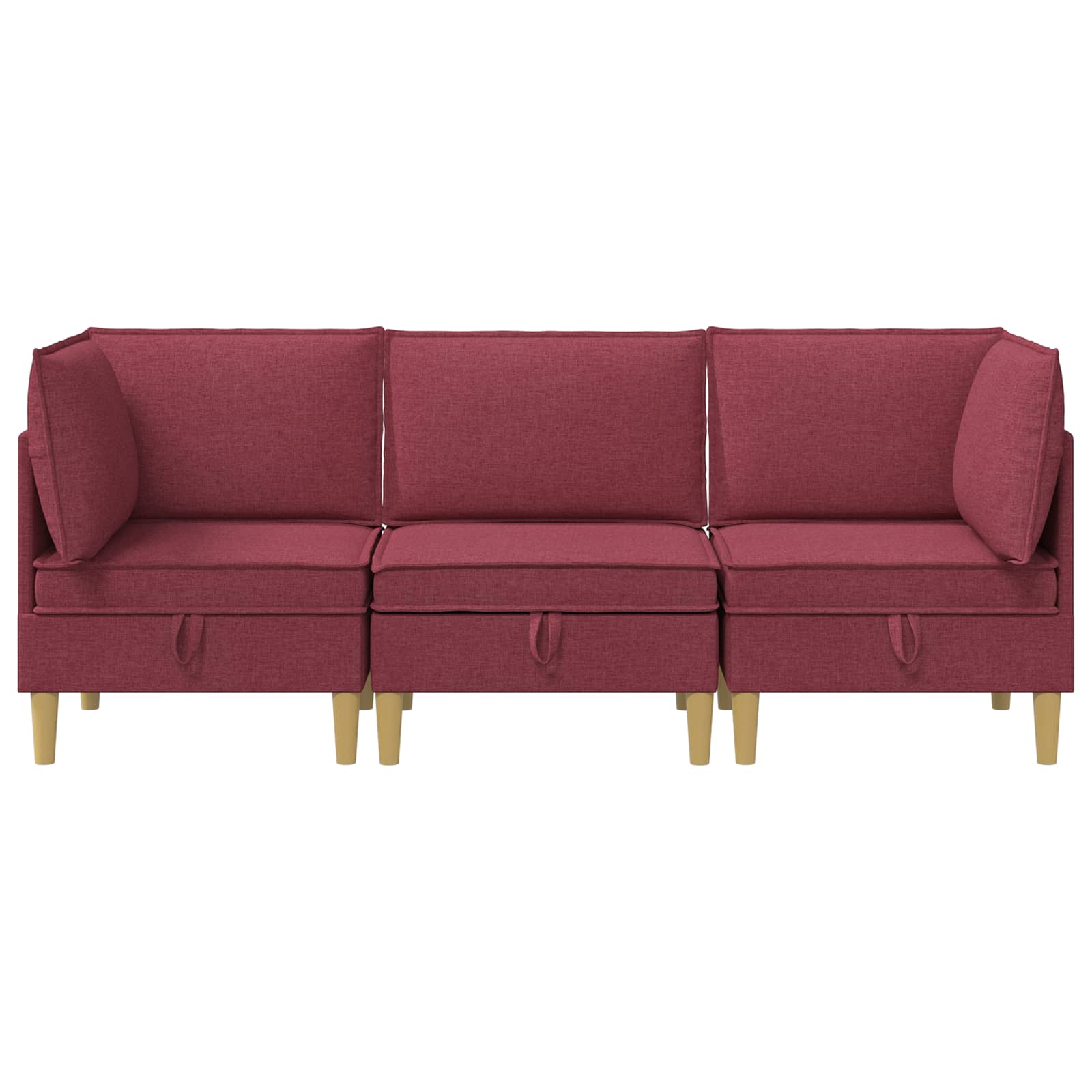 vidaXL Modularny Zestaw Sofy z Przechowalnią 3 pcs Czerwone wino