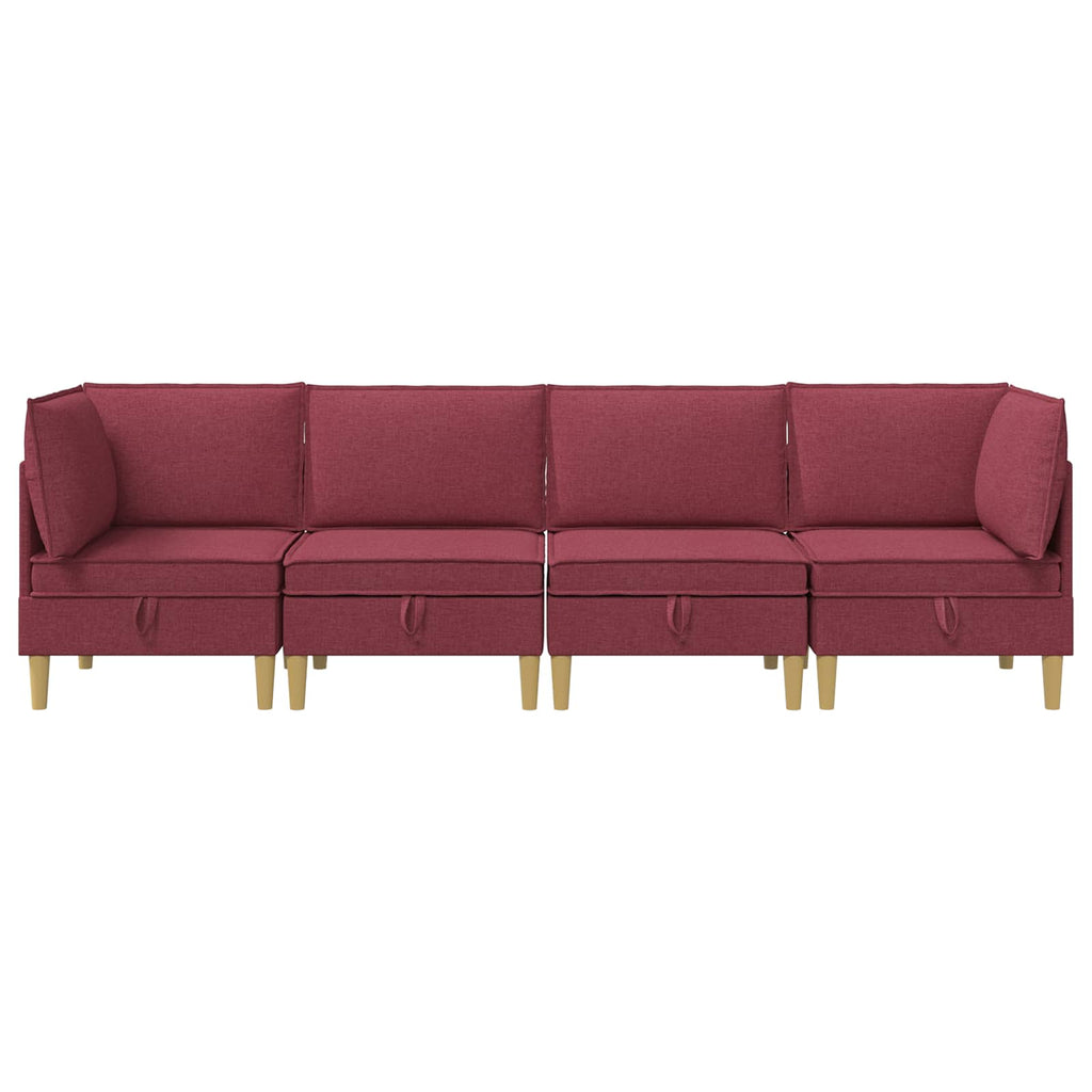 vidaXL Modularny Zestaw Sofy z Przechowalnią 4 pcs Czerwone wino