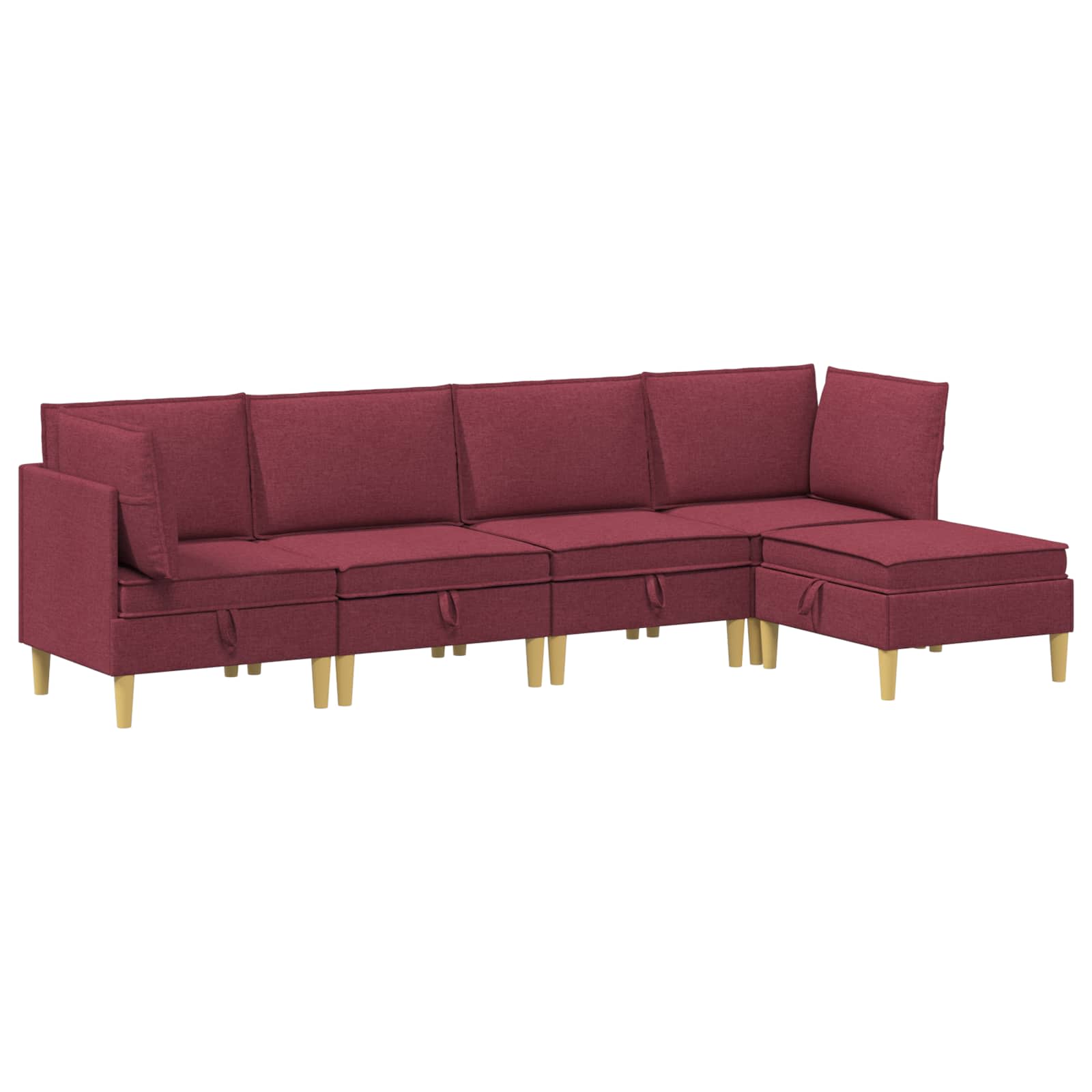 vidaXL Modularny Zestaw Sofy z Przechowalnią 5 pcs Czerwone wino