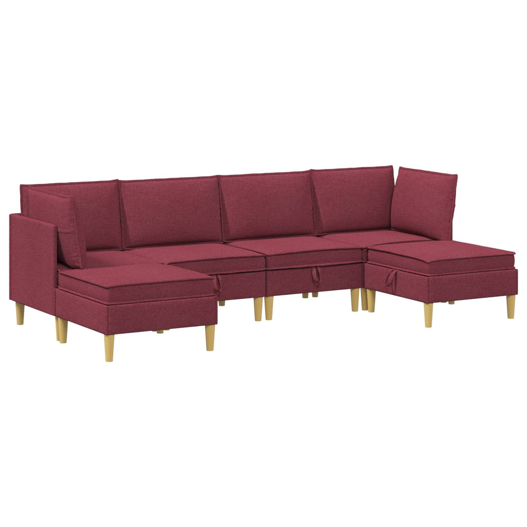 vidaXL Modularny Zestaw Sofy z Przechowalnią 6 pcs Czerwone wino