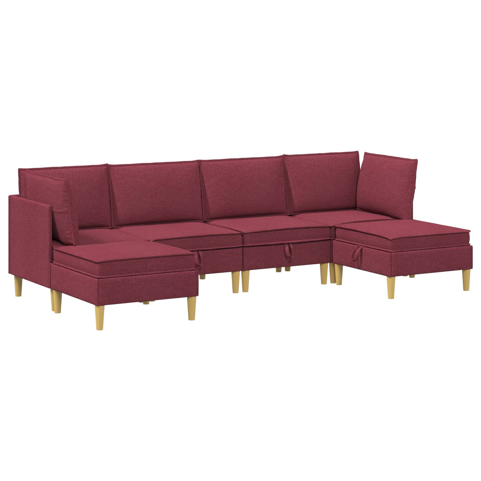 vidaXL Modularny Zestaw Sofy z Przechowalnią 6 pcs Czerwone wino
