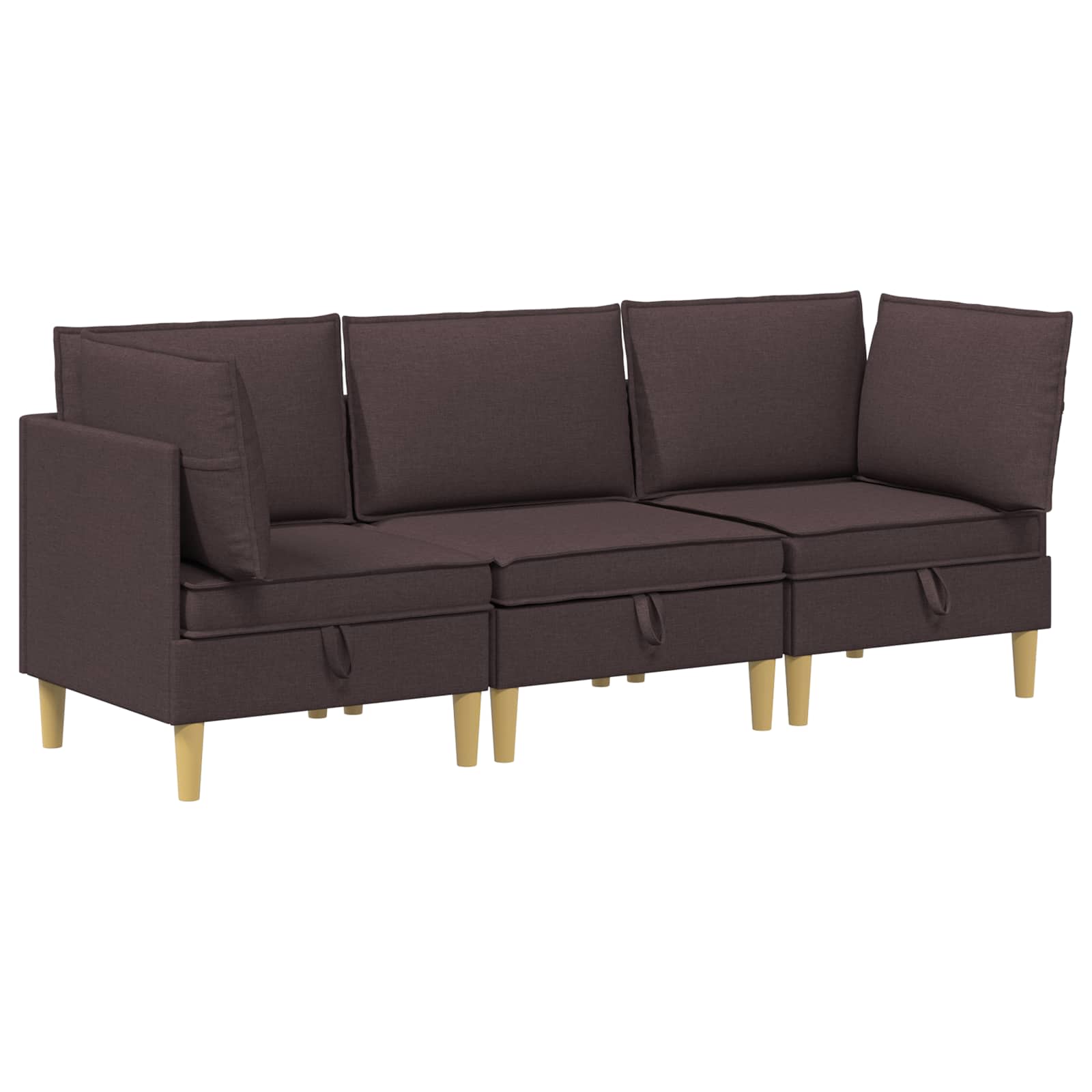 vidaXL Modularny Zestaw Sofy z Przechowalnią 3 pcs Ciemny brąz tkanina