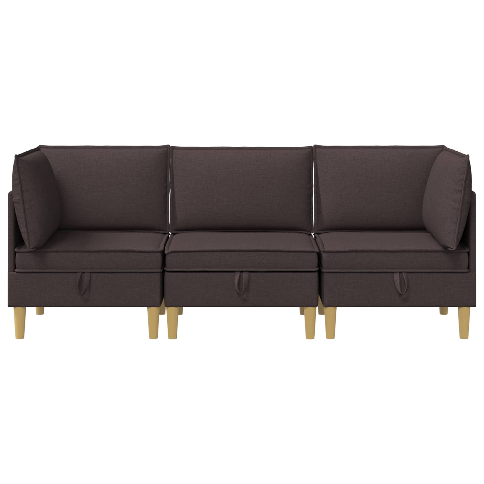 vidaXL Modularny Zestaw Sofy z Przechowalnią 3 pcs Ciemny brąz tkanina