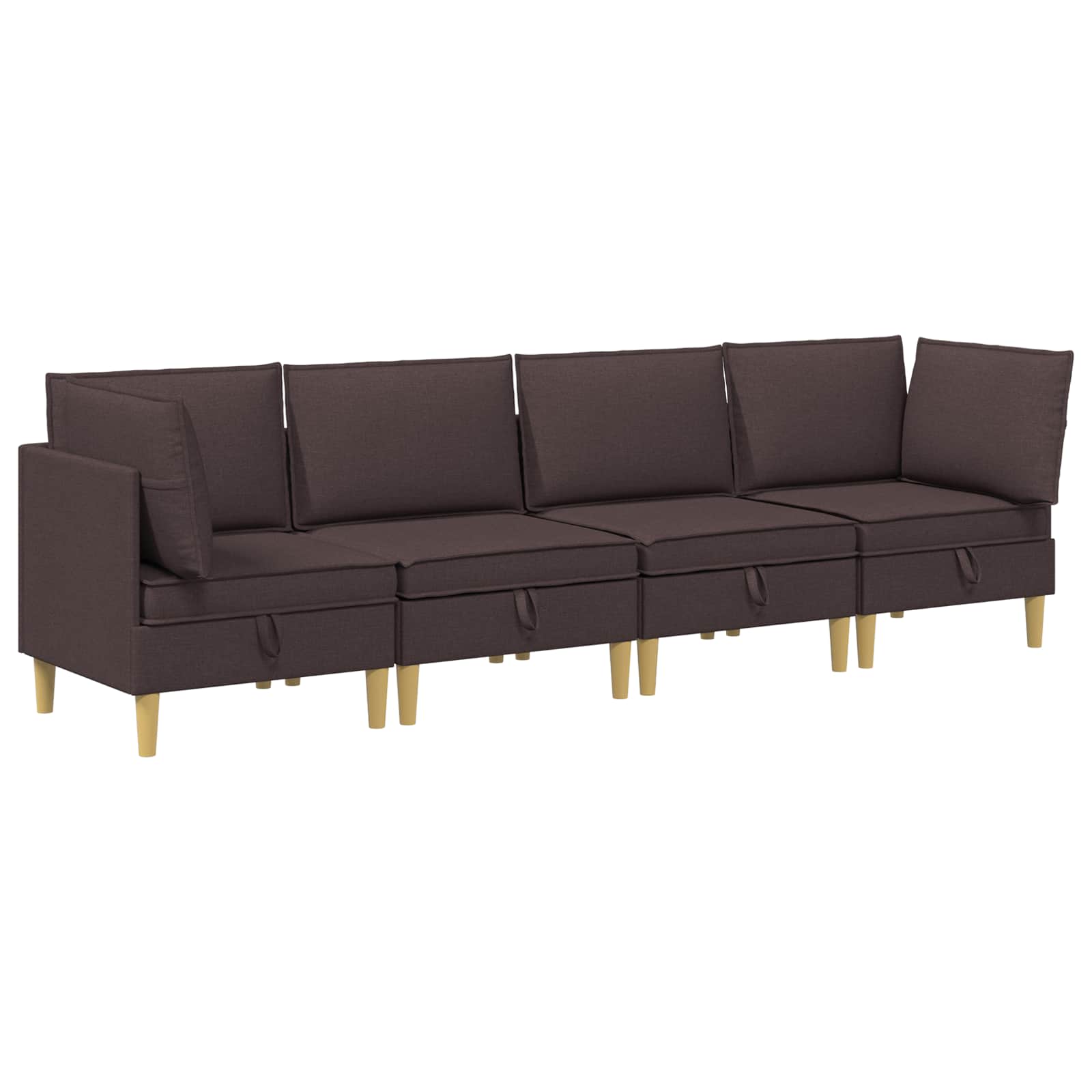 vidaXL Modularny Zestaw Sofy z Przechowalnią 4 pcs Ciemny brąz tkanina