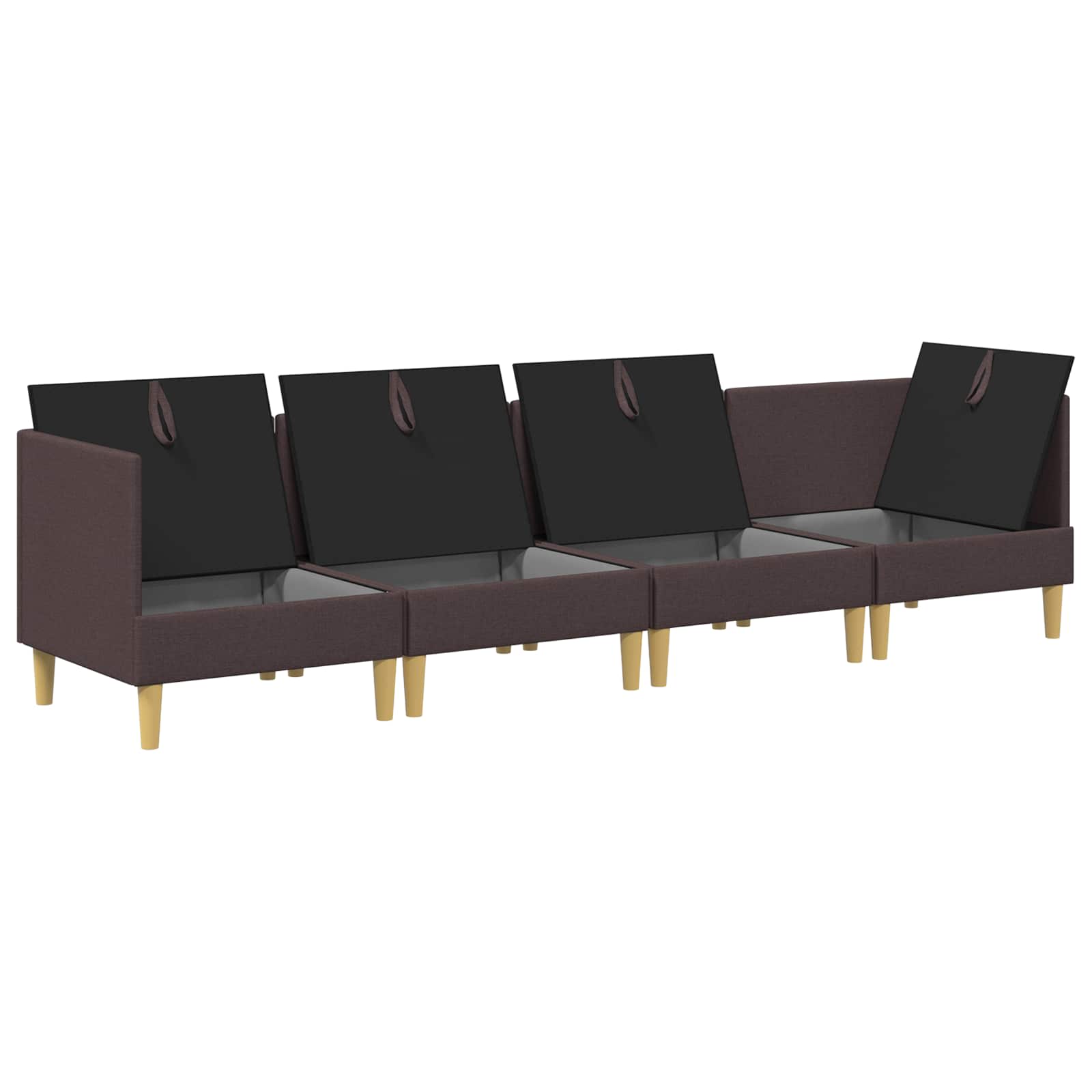vidaXL Modularny Zestaw Sofy z Przechowalnią 4 pcs Ciemny brąz tkanina