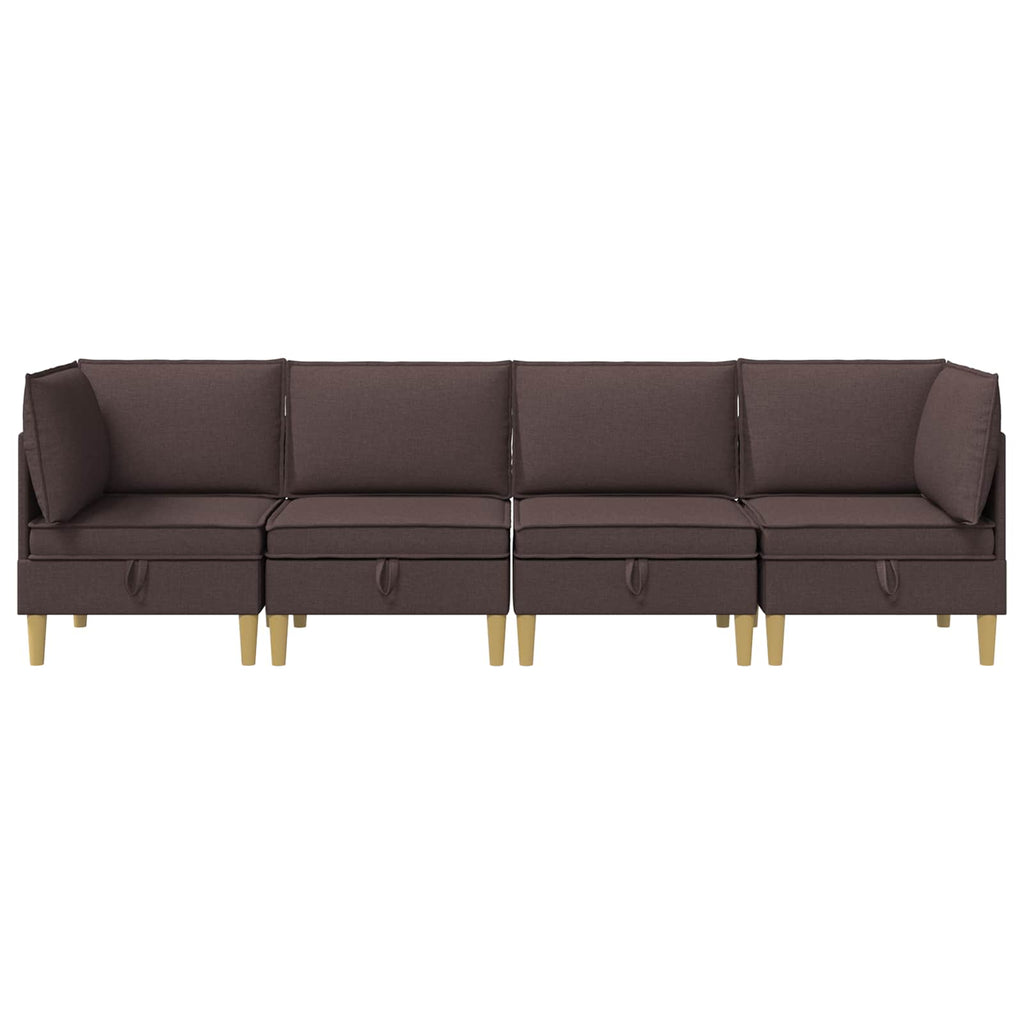 vidaXL Modularny Zestaw Sofy z Przechowalnią 4 pcs Ciemny brąz tkanina