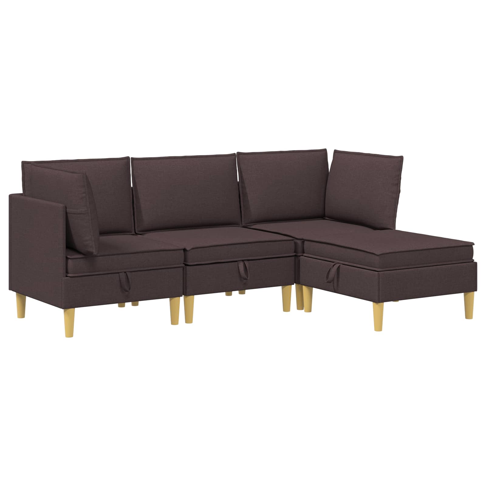 vidaXL Modularny Zestaw Sofy z Przechowalnią 4 pcs Ciemny brąz tkanina