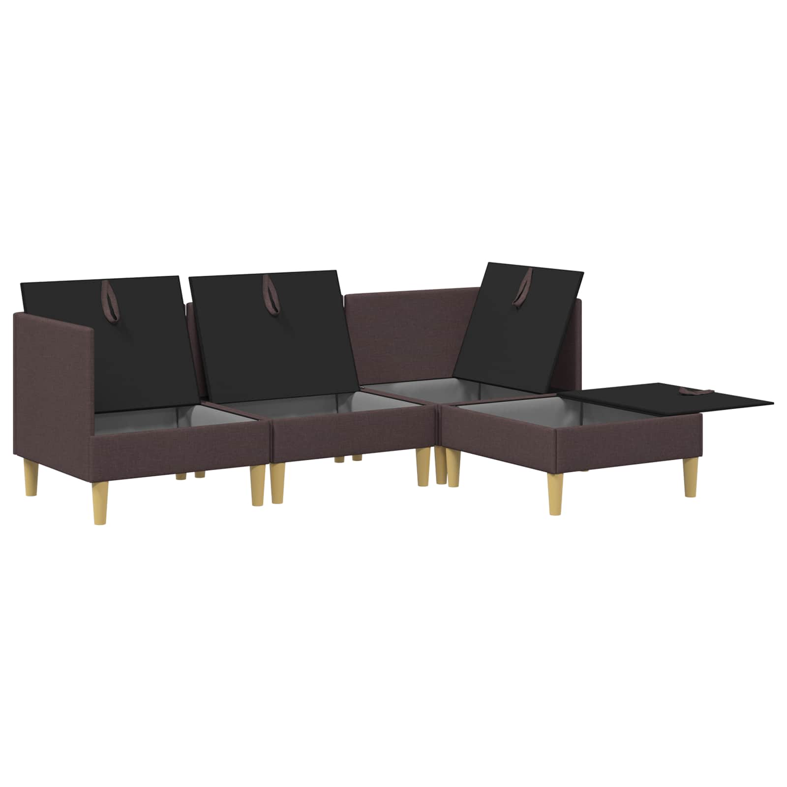 vidaXL Modularny Zestaw Sofy z Przechowalnią 4 pcs Ciemny brąz tkanina