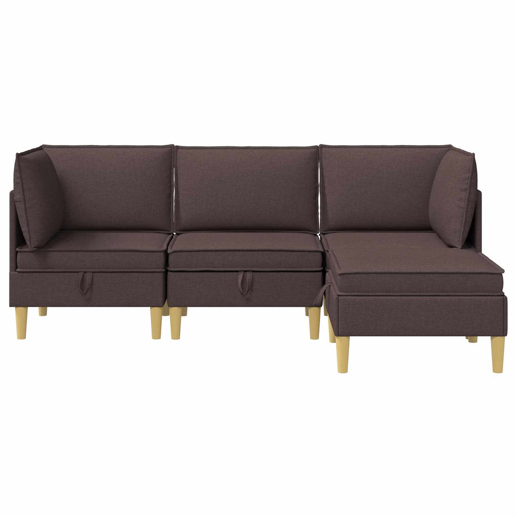 vidaXL Modularny Zestaw Sofy z Przechowalnią 4 pcs Ciemny brąz tkanina
