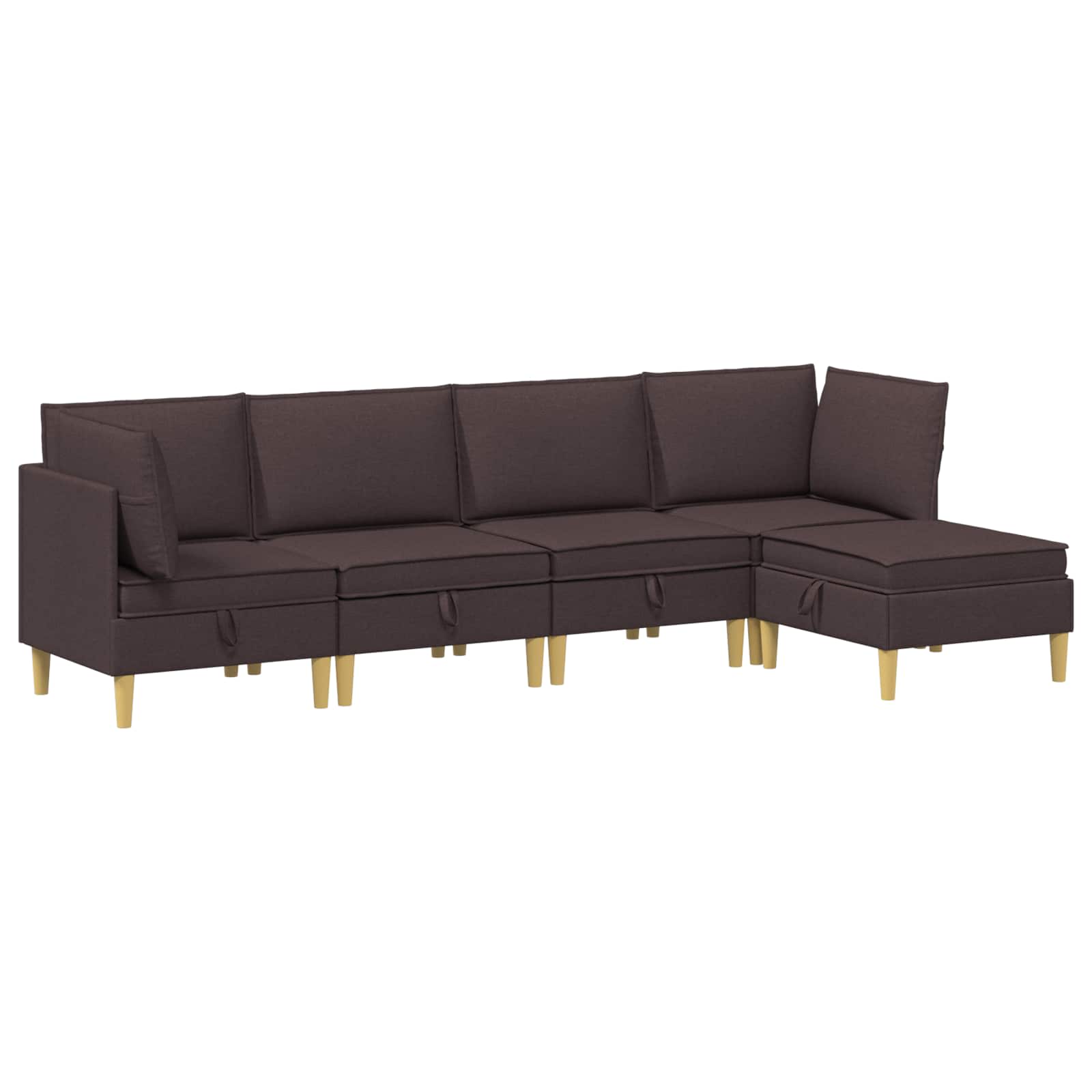 vidaXL Modularny Zestaw Sofy z Przechowalnią 5 pcs Ciemny brąz tkanina