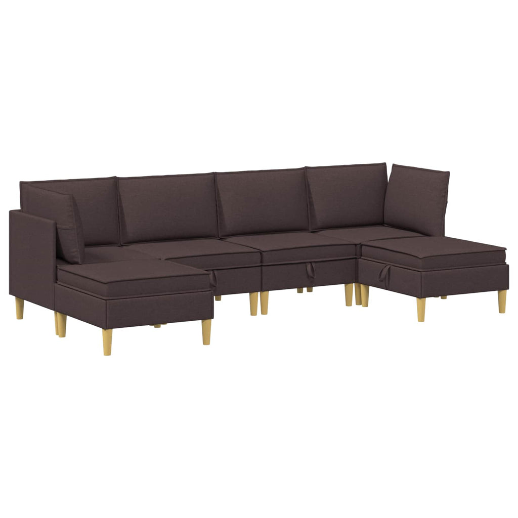 vidaXL Modularny Zestaw Sofy z Przechowalnią 6 pcs Ciemny brąz tkanina