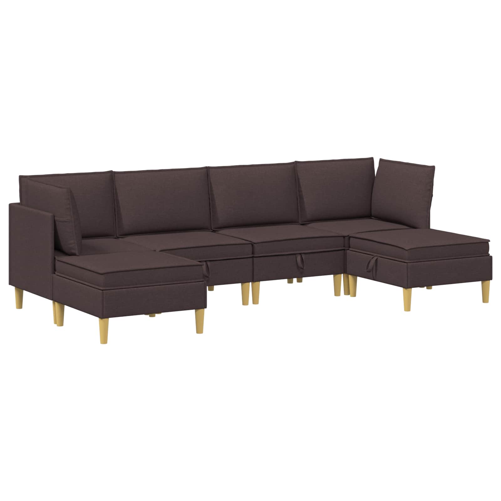 vidaXL Modularny Zestaw Sofy z Przechowalnią 6 pcs Ciemny brąz tkanina