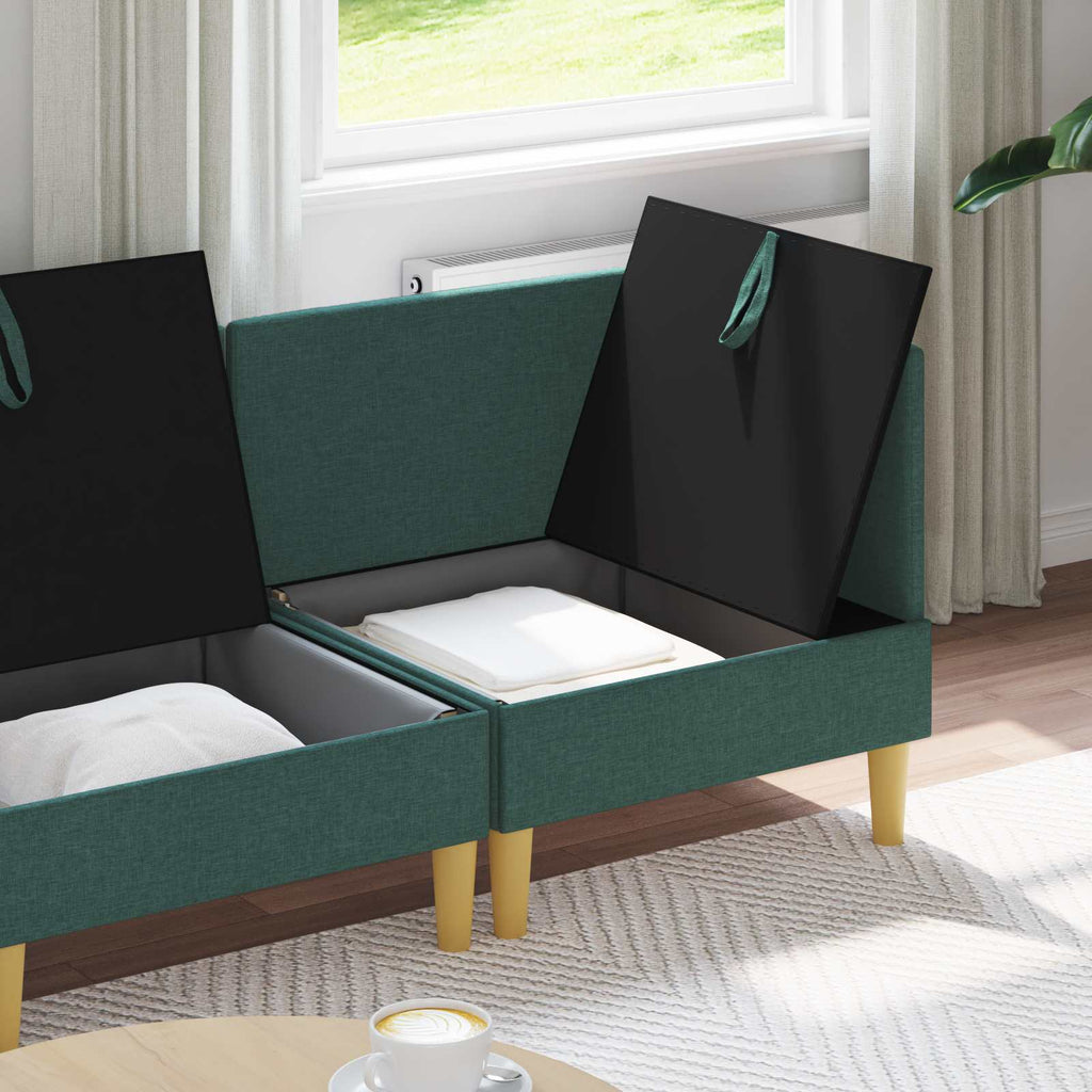 vidaXL Modularny Zestaw Sofy z Przechowalnią 3 pcs Ciemnozielony
