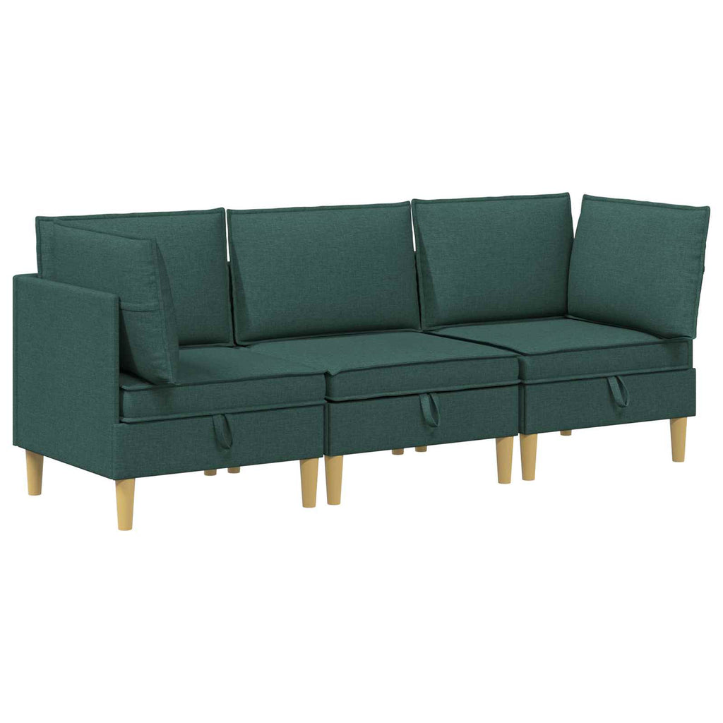 vidaXL Modularny Zestaw Sofy z Przechowalnią 3 pcs Ciemnozielony