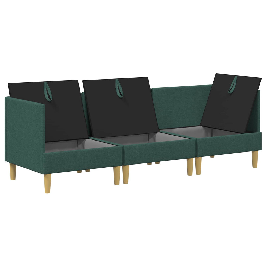 vidaXL Modularny Zestaw Sofy z Przechowalnią 3 pcs Ciemnozielony