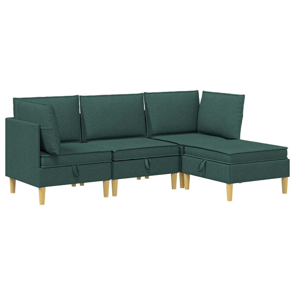 vidaXL Modularny Zestaw Sofy z Przechowalnią 4 pcs Ciemnozielony
