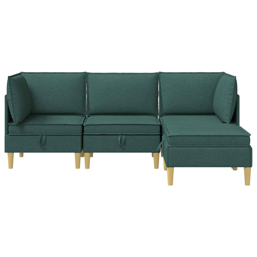 vidaXL Modularny Zestaw Sofy z Przechowalnią 4 pcs Ciemnozielony