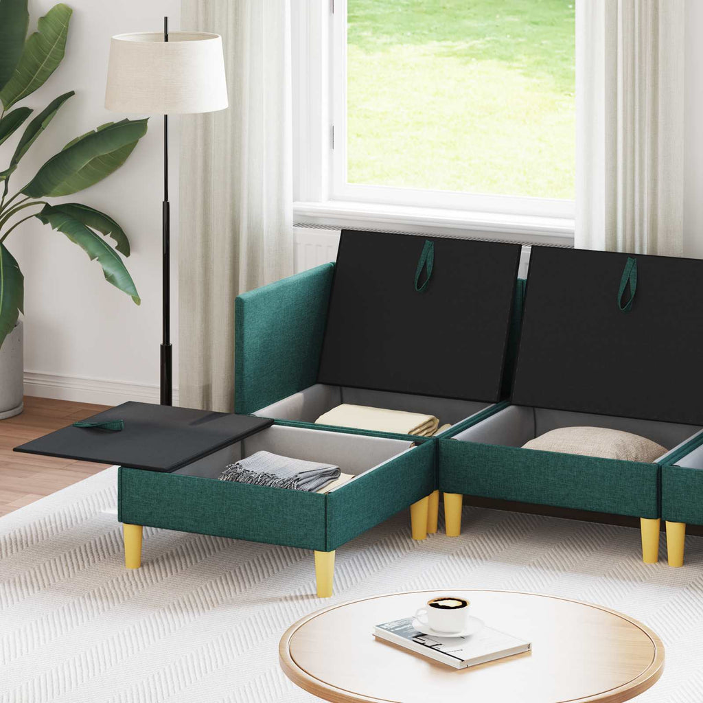 vidaXL Modularny Zestaw Sofy z Przechowalnią 5 pcs Ciemnozielony