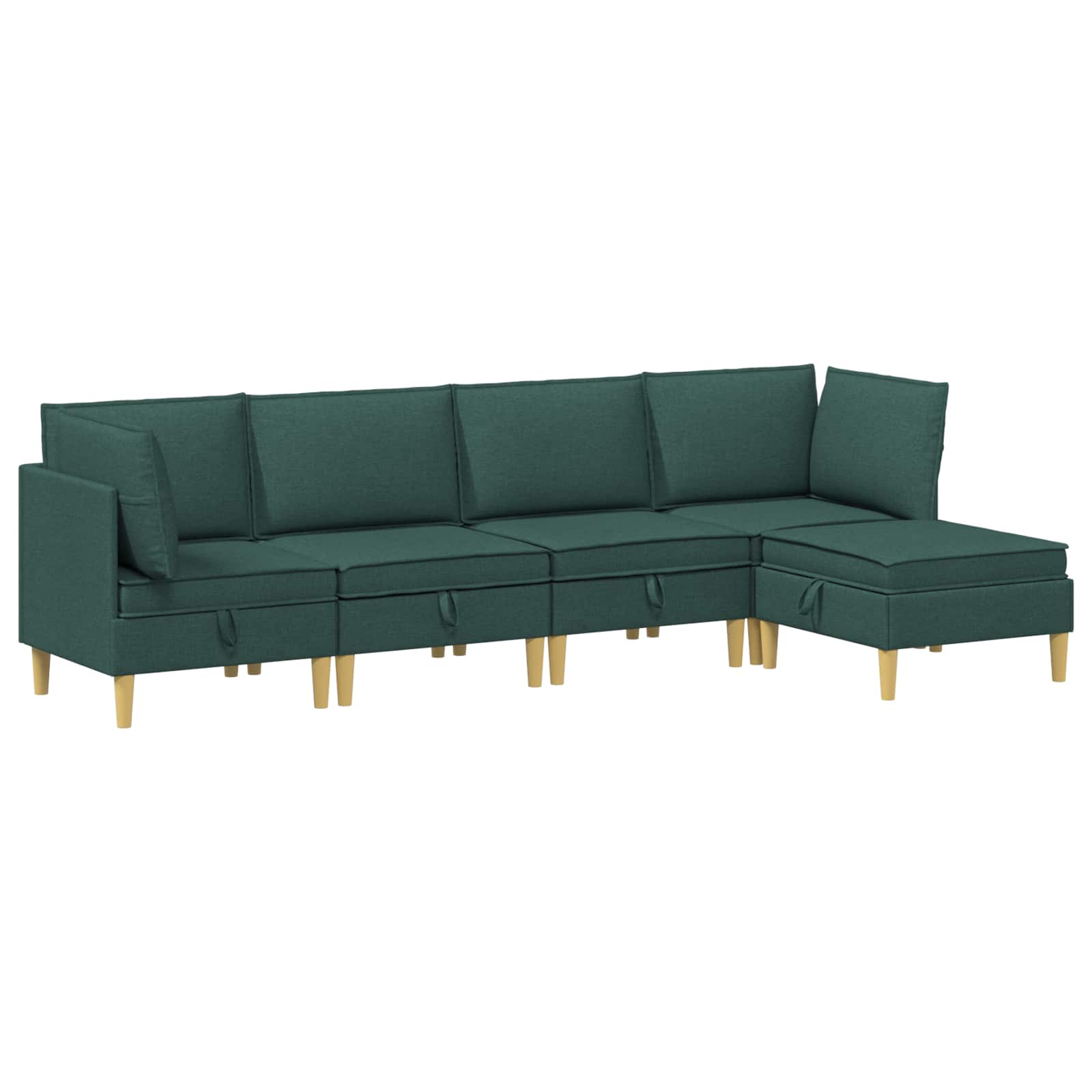 vidaXL Modularny Zestaw Sofy z Przechowalnią 5 pcs Ciemnozielony