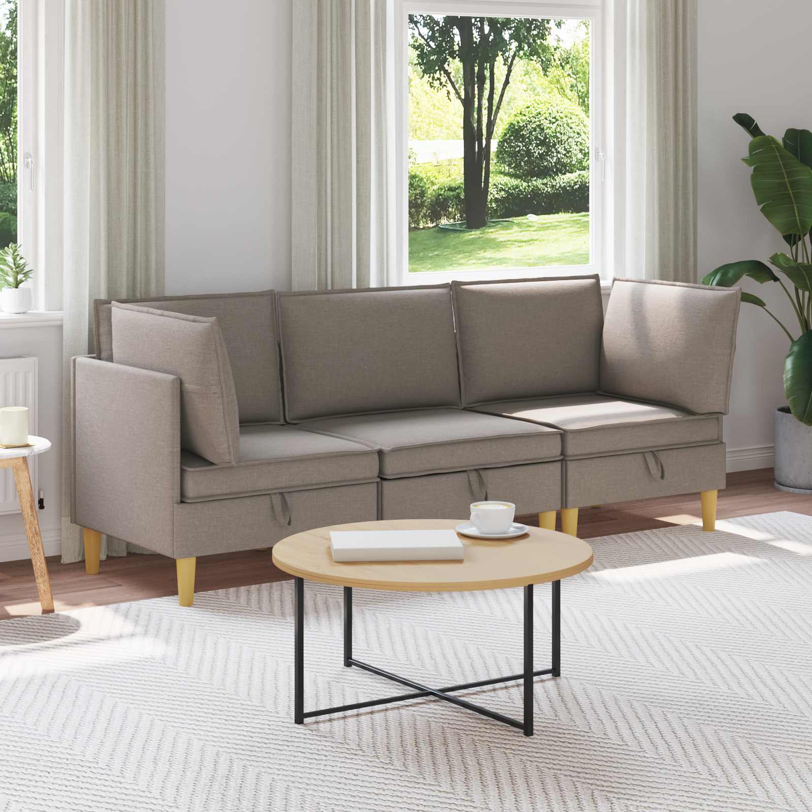 vidaXL Modularny Zestaw Sofy z Przechowalnią 3 pcs Ciemnoszary tkanina