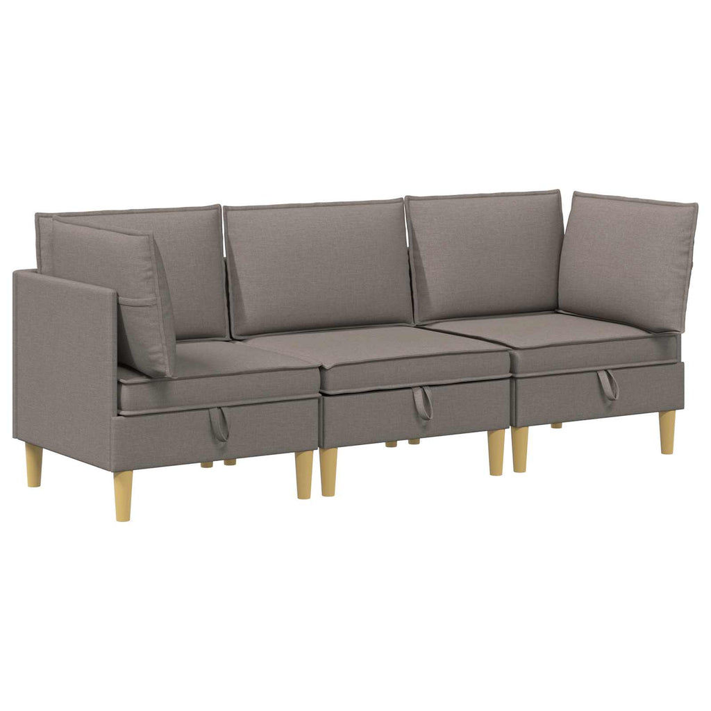 vidaXL Modularny Zestaw Sofy z Przechowalnią 3 pcs Ciemnoszary tkanina