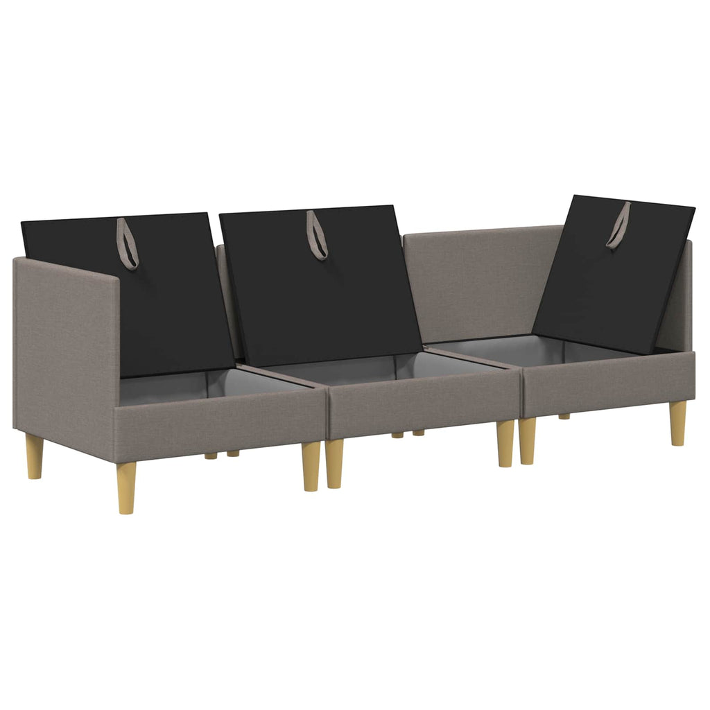 vidaXL Modularny Zestaw Sofy z Przechowalnią 3 pcs Ciemnoszary tkanina