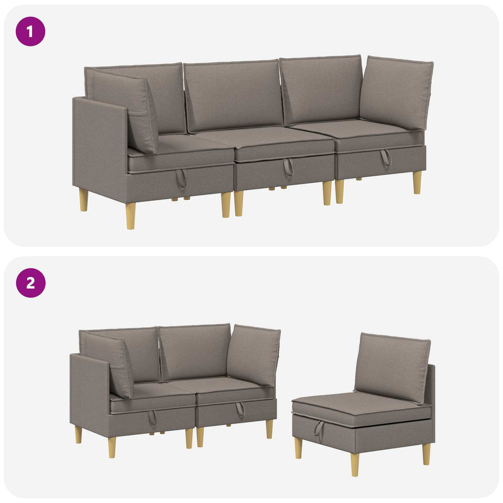 vidaXL Modularny Zestaw Sofy z Przechowalnią 3 pcs Ciemnoszary tkanina