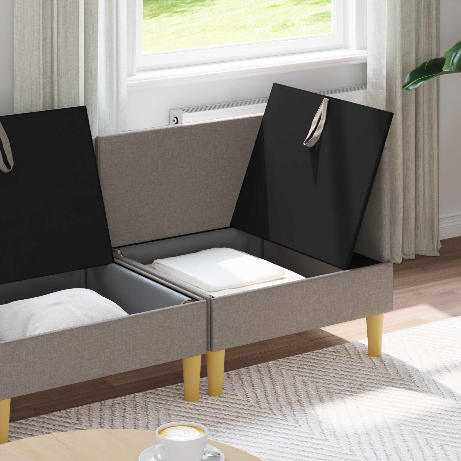 vidaXL Modularny Zestaw Sofy z Przechowalnią 4 pcs Ciemnoszary tkanina