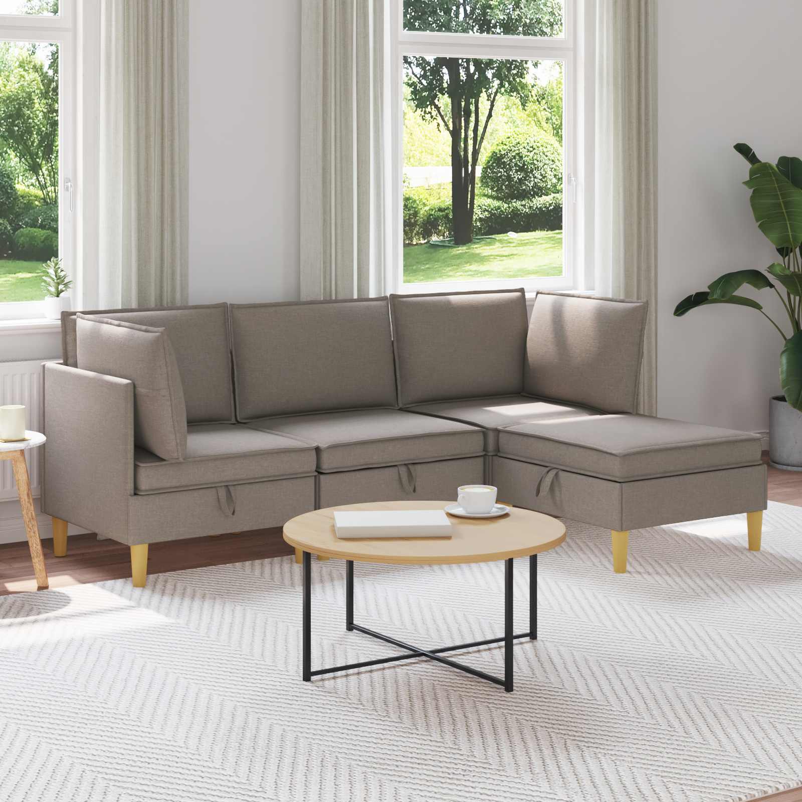 vidaXL Modularny Zestaw Sofy z Przechowalnią 4 pcs Ciemnoszary tkanina