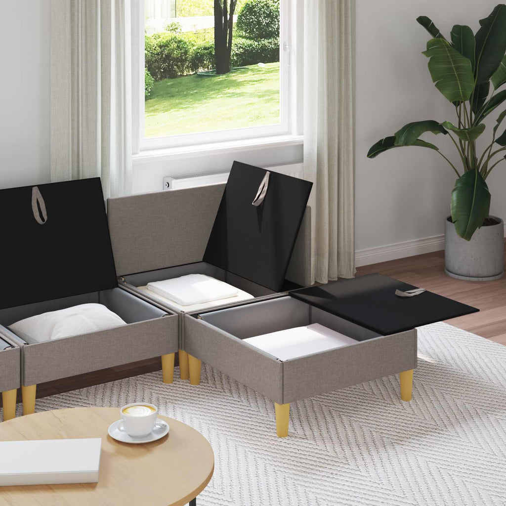 vidaXL Modularny Zestaw Sofy z Przechowalnią 4 pcs Ciemnoszary tkanina